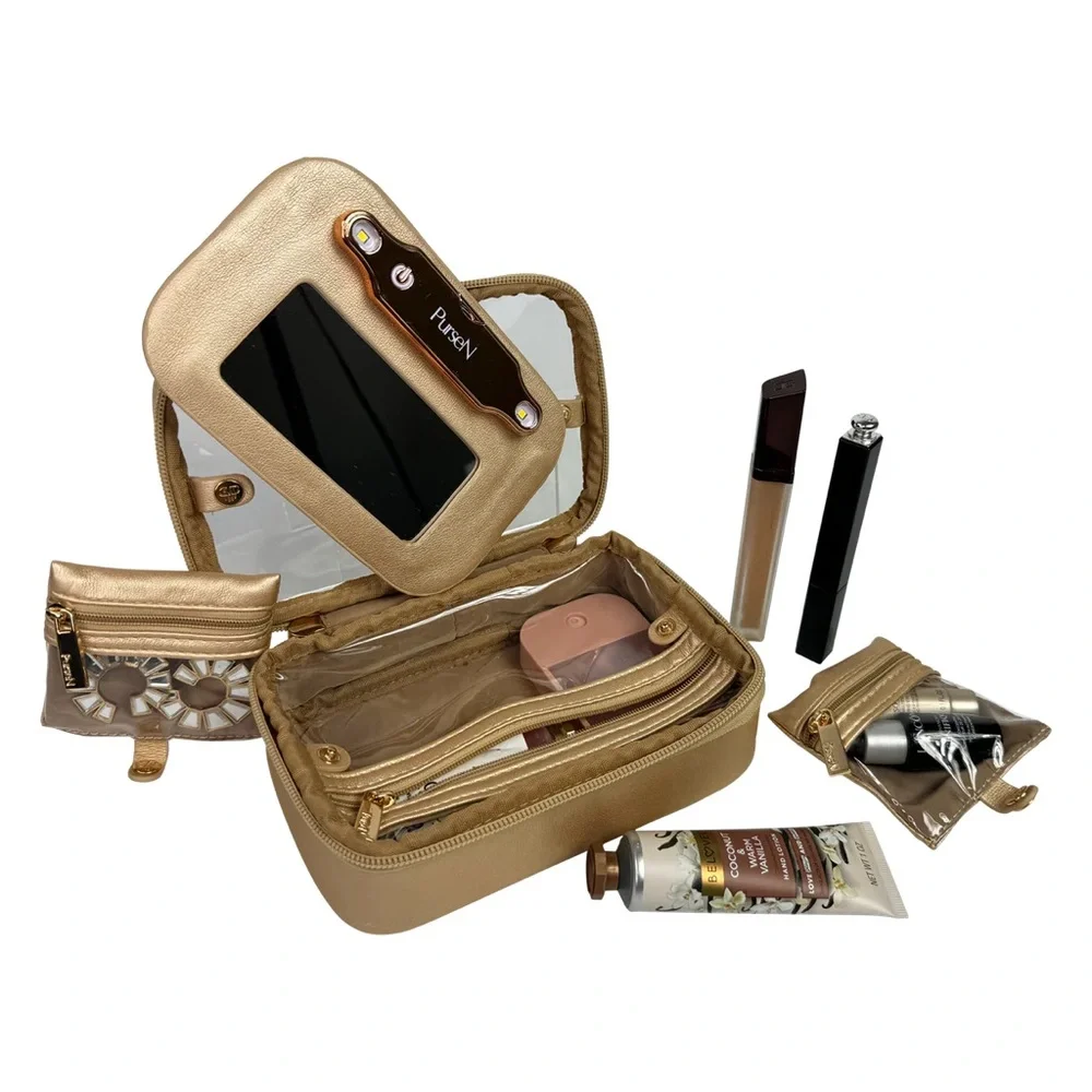 PurseN LittMini Gold Lighted Mirror Case - Picture 2 of 9